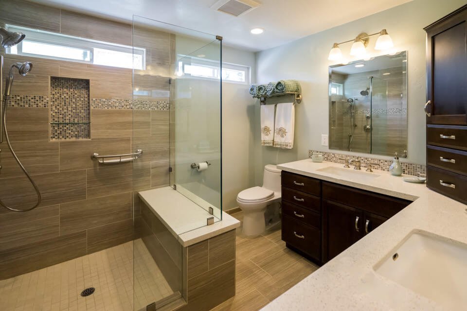 Professional bathroom remodeling project in Sammamish, Washington featuring modern design and luxury fixtures